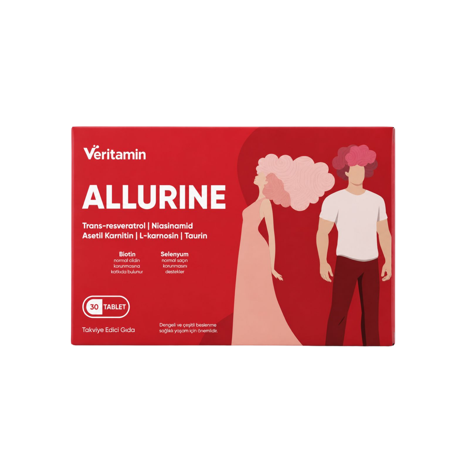 Allurine-Cilt ve Saç Takviyesi ürün kutusu ön görünüm