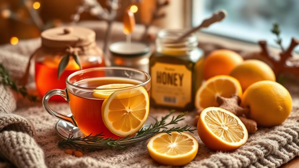 Kış bağışıklığı için limonlu zencefil çayı, bal ve turunçgiller